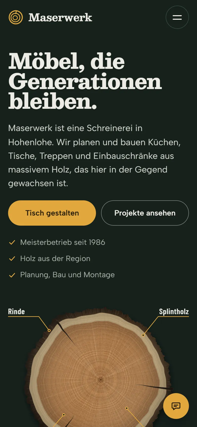 Demo-Webseite Maserwerk auf dem Handy